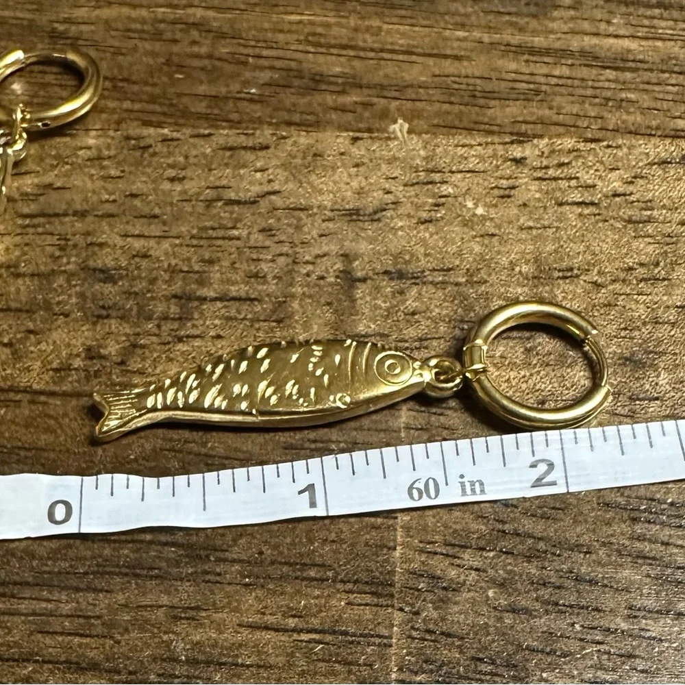 Gold Hoop Fish Earrings